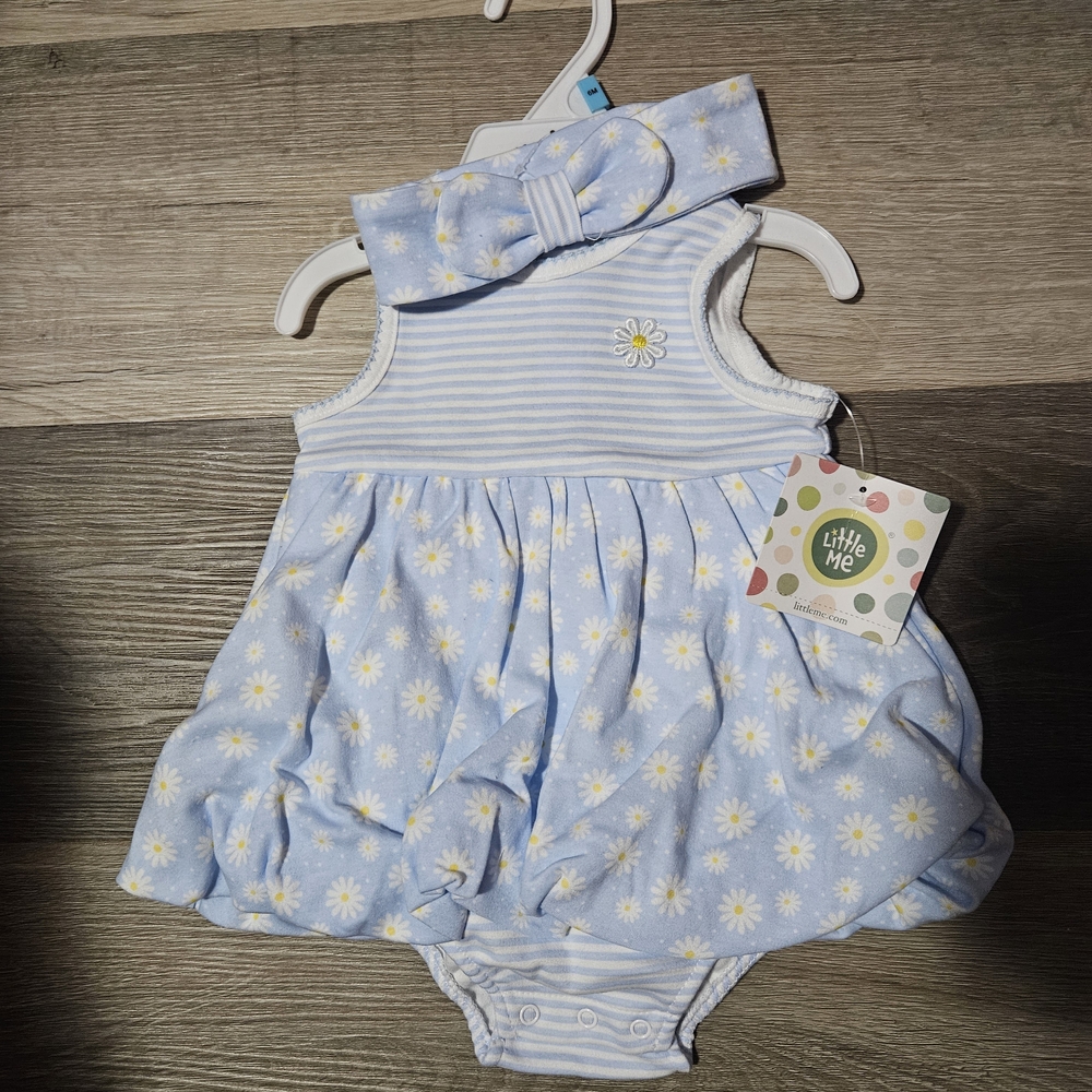 Little Me Blue Floral Baby Dress